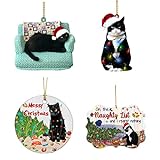 RJSQAQE Adorno de Navidad de gato negro, adornos personalizados para árbol de Navidad,...