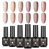 ROSALIND Esmalte Semipermanente UV LED 6pcs Kit Uñas de Pintauñas Gel Soak off Desnuda...