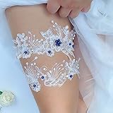 Egurs Conjunto de liga de encaje nupcial 2pcs bordado flor boda liga encaje muslo anillo...