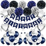Zerodeco Decoraciones de cumpleaños para hombres, azul marino, decoraciones de fiesta de...