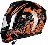 Bluetooth Integrado Casco Moto Integral Visera Doble Antivaho Casco de Motocicleta ECE...