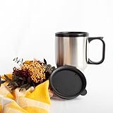 FranquiHOgar | Termo taza para café de acero inoxidable 400 mL con asa antiquemaduras...