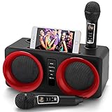 Máquina de karaoke, sistema de PA Bluetooth portátil con 2 micrófonos inalámbricos,...