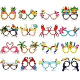 32 gafas hawaianas divertidas, Aloha Tropical Luau para fiestas, marcos de papel,...
