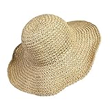 Sombrero de Paja de Las Mujeres, Playa de Verano Sombrero de Sol Plegable Gorra de Sol de...