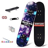 L&WB Patineta Completa con Luces de Colores LED Ruedas, 7 Capas de Madera de Arce Trucos...