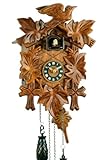 Eble - Reloj de cuco de madera con mecanismo de cuarzo que funciona con pilas y con sonido...