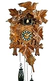 Eble - Reloj de cuco de madera con mecanismo de cuarzo que funciona con pilas y con sonido...