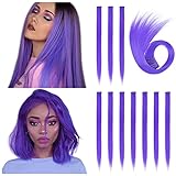 Extensiones de cabello moradas de 20 pulgadas, color morado, resistentes al calor,...