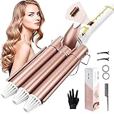 Rizador Pelo Ondas 3 Tubos 25 mm, Kaliwa Ondulador de Pelo Profesional Plancha Pelo Ondas,...