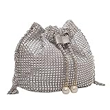 Bolso De Noche Bolso Tipo Cubo con Diamantes De Imitación para Mujer, Bandolera con...