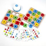 Children Puzzles Geometric Shape Quick Matching Board, Wooden Puzzles Montessori Learning...