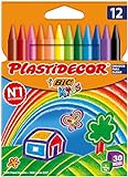 BIC Kids Plastidecor - Ceras para colorear, antimanchas para actividades creativas en casa...