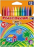 BIC Kids Plastidecor - Ceras para colorear, antimanchas para actividades creativas en casa...