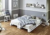 Somier & Cama de palets Blancos - Somieres de pallets juveniles para colchón de 150 x...