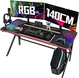Arespark RGB Gaming Desk, 140cm Escritorio Gaming, con Una Potente GestiÃ³n de Cables Y...