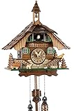 Reloj de cuco de la Selva Negra de madera auténtica con mecanismo de cuarzo a pilas y...