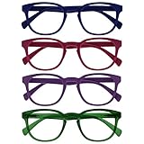Opulize Pop Pack 4 Retro Redondo Azul Rosa Púrpura Verde Hombres Mujeres Gafas De Lectura...