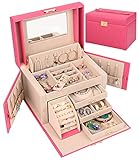 SANSREPONSE Joyero de gran capacidad, lujoso, caja de accesorios de almacenamiento con...