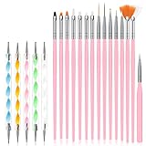 URAQT Pinceles para Uñas, 20Pcs Set de Nail Art Cepillo, Profesional Nail Acrilicas para...