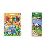 BIC Kids Plastidecor - Pack de 12 ceras para colorear + Alpino 654 - Lápices de colores