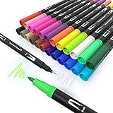 MISDUWA Rotuladores lettering 24 colores rotuladores punta fina, rotuladores doble punta...