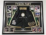 Tyson Fury - Pantalones cortos firmados con marco de lujo y certificado de autenticaciÃ³n