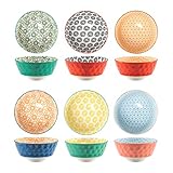Henten Home Cuencos de Cereales, Cuenco Ramen de Porcelana de 6 Ppiezas para Desayuno,...