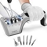 Afilador de Cuchillos, Afilador de Cuchillos Profesional, Knife Sharpener, longzon 4 en 1...