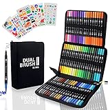 Rotuladores Lettering, Estuche Premium, 72 Colores y 5 Plantillas de Dibujo, Rotuladores...