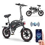 DYU Bicicleta Eléctrica Plegable,14 Pulgadas Portátil Bicicleta Eléctrica con Asistido...