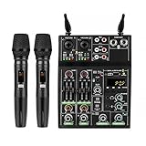 WOVELOT Consola mezcladora de audio de 4 canales, para micrófonos, K Song Karaoke