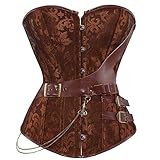 Josamogre Corset Steampunk Mujer Bustier Disfraz Vestir gótico Cadenas de corsé de Cuero...