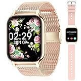 Popglory Reloj Inteligente Mujer con Llamadas y Asistente Voz, 1,85'' Smartwatch Mujer 2...