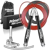 PrimaFIT Pro Speed Cuerda Saltar, Comba Crossfit Hombre y Mujer de Alta Velocidad para...