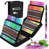 Rotuladores Lettering 100 Colores, Rotuladores Punta Pincel Doble Punta, Lettering Kit...