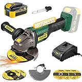 Amoladora Angular 18V Brushless, Amoladora Batería TECCPO, Cargador Rápido, 4.0Ah...