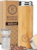 LeafLife Botella Térmica de Bambú con Colador e Infusor de Té 500 ml - Mantiene el...