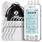 AUVON Electroestimulador TENS de 4 salidas, TENS EMS para terapia de alivio del dolor con...
