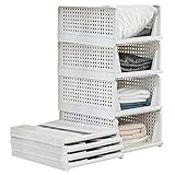 Juego de 4 cajas de almacenamiento plegables de plástico para armario, estantería,...