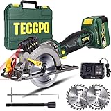 Sierra Circular TECCPO, Batería 4Ah 18V, 1h Cargador Rápido, 4500RPM, 2 Hojas Ø115mm...
