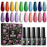 ROSALIND Esmaltes Semipermanentes para Uñas, Amarillo Rojo Verde Azul Blanco Rosa Nude...