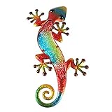 Liffy Gecko Wall Art Metal Lizard Garden Decor Outdoor Glass DecoraciÃ³n Rojo, 15 Pulgadas...