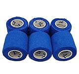 PintoMed - Vendaje cohesivo azul estirado, 6 rollos x 5 cm x 4,5 m, vendajes flexibles...