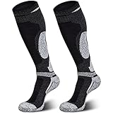 2 Pares Calcetines de Esquí de Lana Merino, Calcetines Calientes de Rodilla en Clima...