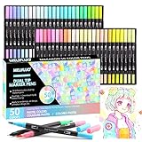 Melifluo 50 Pastel Rotuladores Lettering De Doble Punta Pinceles Pack Acuarelas Para...