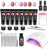 Esmaltes de GEL UV Kit, MYSWEETY 8 Color Rosa Blanco POLy GEL para Pintauñas Esmalte, con...