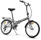Anakon Folding Sport Bicicleta Plegable, Adultos Unisex, rueda de 20 pulgadas, Gris