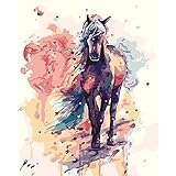 PRACIM Pintura digital para adultos, caballo animal de acuarela, juego de regalo de...