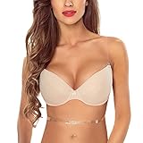 Vivisence Sujetador Push-Up con Tirantes Multiposición para Mujeres 1035, Beige,90B